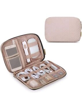 Bagsmart Travel Cable Organizer, Electronics Accessories Case Soft Pink